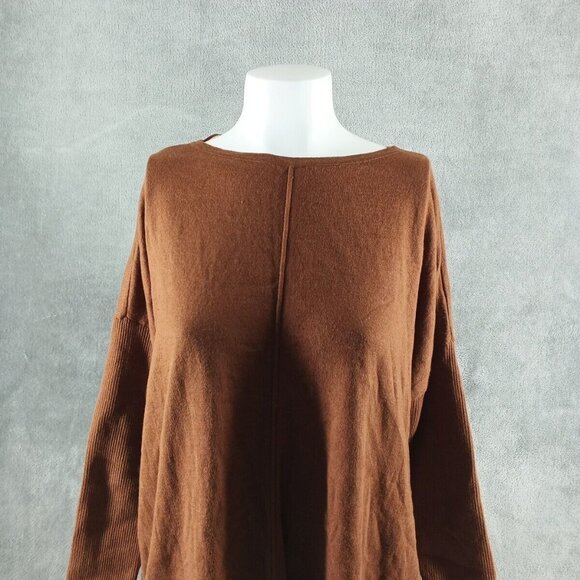 NWT STYLE&CO Basic Tunic Sweater MEDIUM(8-10) Brown Pullover Cotton French Seam - Picture 2 of 11